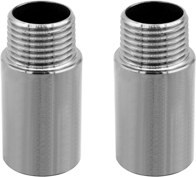 Fitvell وصلات أنابيب الفولاذ المقاوم للصدأ 1/2" NPT ذكر x 1/2" NPT أنثى خيط نيبيل أنبوب مصبوب 2" (50 مم) طول 2 قطع - Image 1